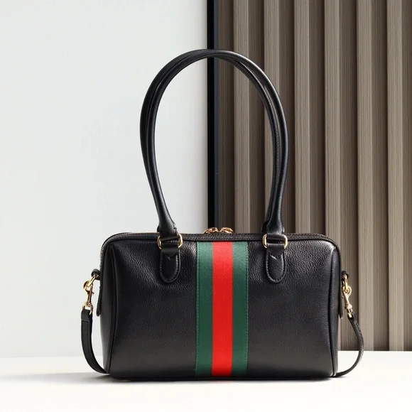 GUCCI Borsetto Boston Bag with Gold Hardware Leather Shoulder Bag - Picture 6 of 6